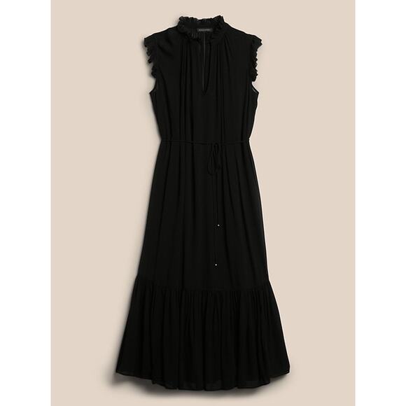 Banana Republic Dresses & Skirts - NWT Banana Republic Petite Flounced Hem Midi Dress XS Black Sheer Minimalists